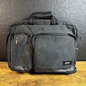 Solo New York Black Convertible Briefcase Backpack Laptop Bag Business Travel